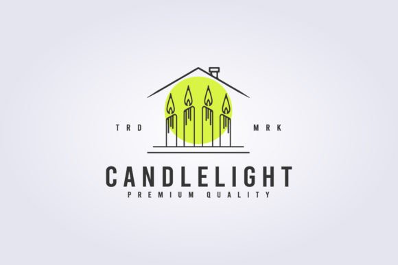 Candle Light Logo Line Art Minimalist Si