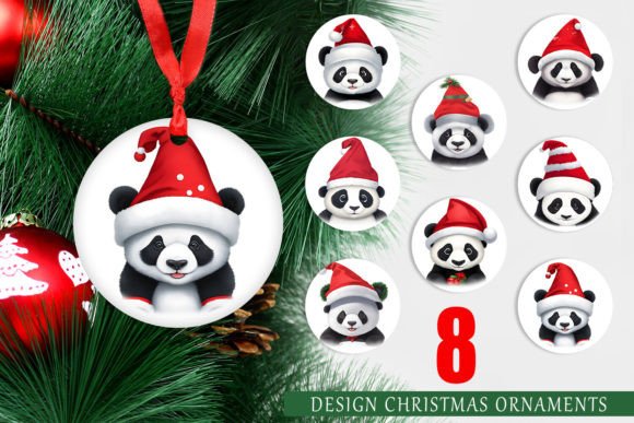 Christmas Ornament Panda Wearing Hat