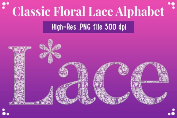 Classic Floral Lace Alphabet Set: A Timeless Addition to Your Design Projects