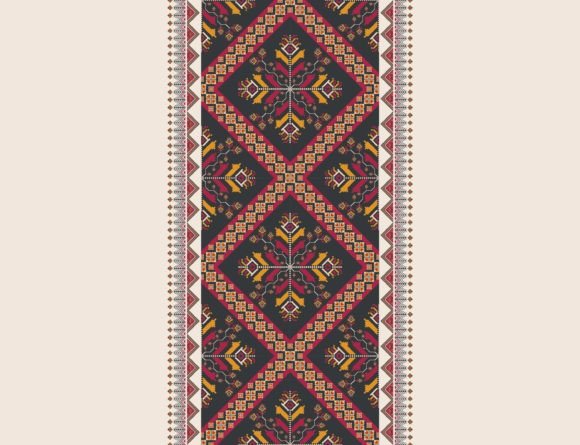 Colorful Ethnic Floral Border Pattern: A Vibrant Addition to Your Designs