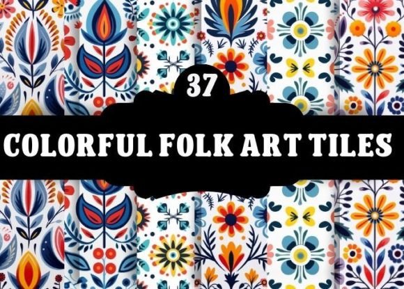 Colorful Folk Art Tiles: A Vibrant Addition to Creative Projects