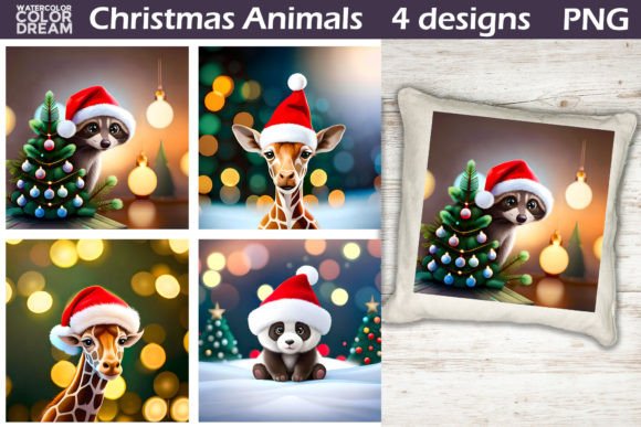 Cute Christmas Animals Illustration