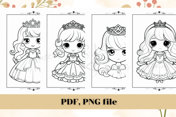 Cute Princess Coloring Pages 2, KDP, PNG: A Versatile Digital Resource for Creatives and Entrepreneurs
