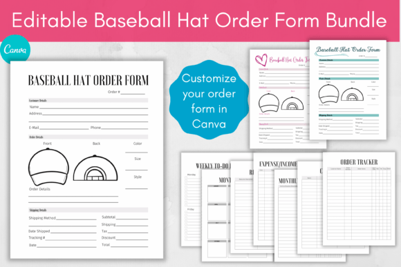 Editable Baseball Hat Order Form Bundle