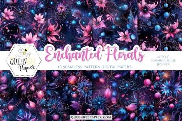 Enchanting Floral Digital Paper Patterns: A Magical Addition to Your Creative Projects