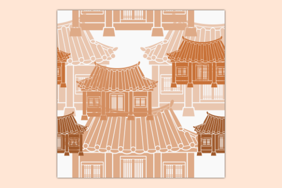 Front View Korean Hanok Seamless Pattern: A Timeless Design for Modern Creators