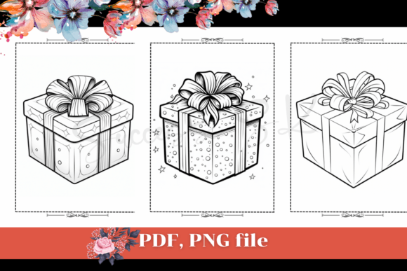 Gift Box Coloring Pages, Christmas, Bday