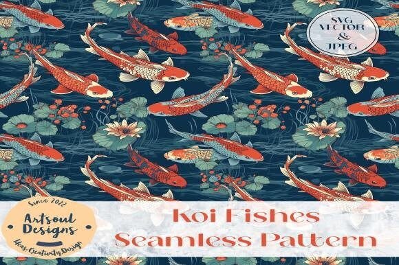 Koi Fishes Seamless Pattern