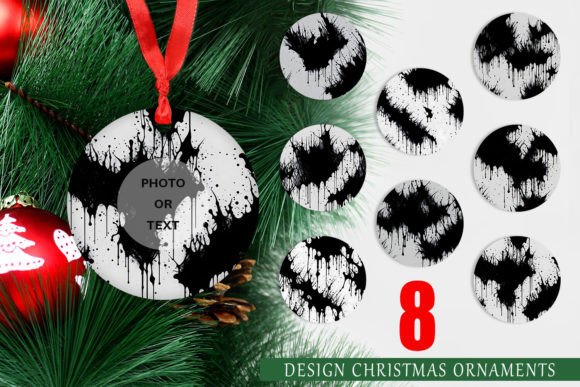 Ornament Black Ink Splashes Pattern: A Versatile Design for Creative Christmas Projects