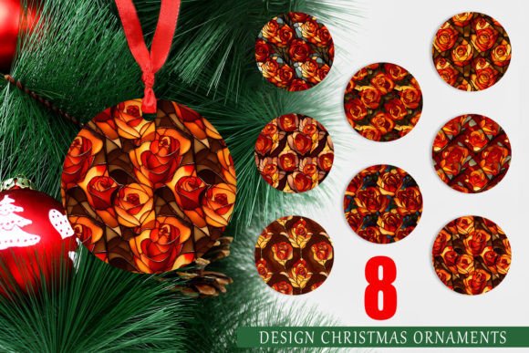 Ornaments Stained Glass Rose Flower