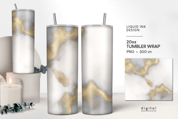 Tumbler Wrap Alcohol Ink Gold Gray PNG: A Versatile Design for Sublimation Projects