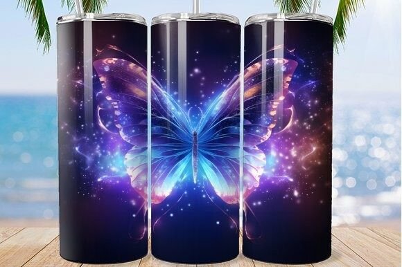 Vibrant Purple Butterfly Tumbler: A Whimsical Addition to Your Daily Routine