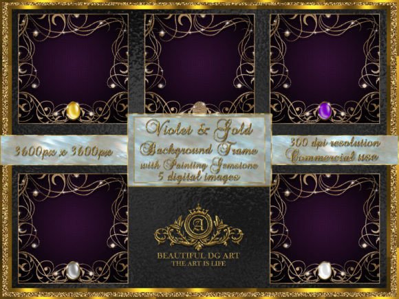 Violet Gold Background Frame, Gemstone: A Unique Digital Asset for Creative Projects
