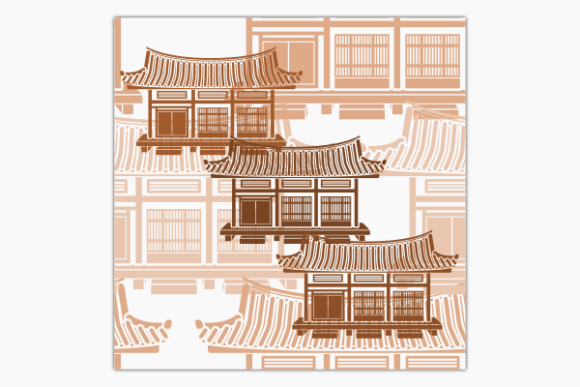 Wide Traditional Korean House Pattern for Creative Projects